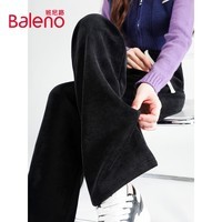 班尼路裤子女装窄版细条绒直筒裤子2026春秋新款潮流显高小个子休闲裤5 黑#纯色 【窄版显瘦】 S