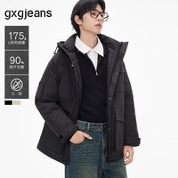 gxgjeans男装冬季保暖工装短款连帽羽绒服 2色可选 黑色 M (170)