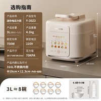 九阳（Joyoung）3L精致免排汽0感系列电压力锅2-4人风冷降压0涂层316l不锈钢内胆一键排气【九阳漫生活】30Z3