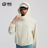 探拓（TECTOP）新款原纱工装风防晒衣女UPF200+冰丝透气防紫外线户外防晒服 鱼肚白 L