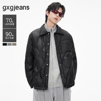 gxg.jeans男装* 多色不规则设计轻薄衬衫式羽绒服外套 25年冬新品 黑色 L (175)