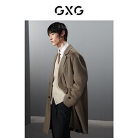 GXG奥莱  多色分割设计简约长款毛呢大衣外套男士 2023年冬季 卡其色 170/M