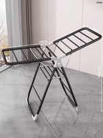 OLOEY折叠晾衣架阳台落地家用卧室内晒衣架多功能晒挂衣杆晒被子神器
 1.4米基础款黑白色-双层晾晒 大