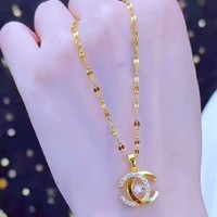 【镇店之宝】爆款2026灵动CC项链高级设计感小众轻奢通勤钛钢项链 精美双c镶砖项链【送精美礼盒】