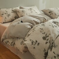 AIDLI床上四件套A类全棉双层纱纯棉新疆棉被套床单被罩双人套件 晨光 1.5/1.8m床 床单款 被套200*230cm