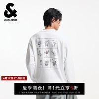 杰克·琼斯（JACK&JONES）男生春季纯棉圆领卫衣新款趣味涂鸦潮流百搭上衣225333122 A06本白色 L （180）