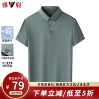 雅鹿冰丝短袖T恤男夏季新款商务休闲polo体恤衫爸爸装上衣打底衫 豆绿色 L (175) 【125斤-140斤】