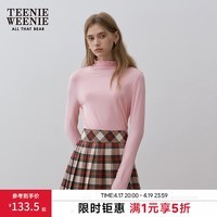 Teenie Weenie小熊女装时尚简约长袖T恤冬季波浪边半高领打底 粉色 L (170)