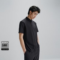 太平鸟男装 休闲polo衫夏季撞色短袖男印花polo衫 黑色（合体） L