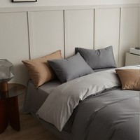 兰芮（Lanrui） 100S全棉四件套纯棉床上用品被罩床单枕套亲肤裸睡全棉套件 杰卡西灰 1.5/1.8m床 床单款 （被套200*230cm）