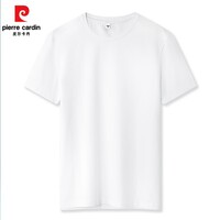 皮尔卡丹重磅230克精梳棉短袖t恤男夏季宽松透气圆领纯色打底衫百搭上衣 白色 S