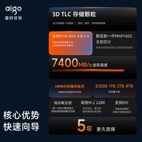 ߣaigo 1TB SSD̬Ӳ M.2ӿ(NVMeЭPCIe4.0x4)洢 P7000Z ٸߴ7400MB/s 