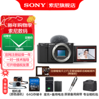 索尼(SONY)ZV-E10K APS-C半画微单 爆款 vlog直播4K视频侧翻式液晶屏ZV-E10/zv-e10/ZV-E10K 黑色拆单机【64G+皮套+电+充+拆肩带+D11】