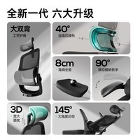 黑白调P1二代 人体工学椅电脑电竞椅子人工力学座椅办公椅 双背3D头枕