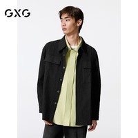 GXG男装翻领长袖衬衫男士外套24年秋季新品 黑色 185/XXL