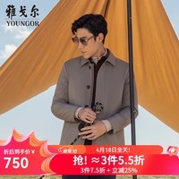 雅戈尔（YOUNGOR）风衣男翻领长款羽绒风衣锦纶可脱卸鹅绒内胆男士上衣外套 VYYF429978YQA卡其色 XL 180/100A