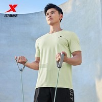 特步（XTEP）WG短袖t恤男夏季宽松冰丝吸湿速干上衣健身男装训练半袖运动服 凌波绿 2XL