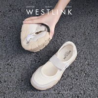 西遇运动玛丽珍鞋女2025新款夏季魔术贴休闲厚底芭蕾鞋德训鞋 米色 预售20天 35 (225)