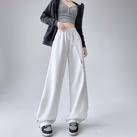 猫人美式高腰垂感显瘦辣妹弯刀阔腿香蕉宽松卫裤2025新款 白色【加长款】 XL