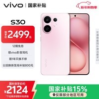 vivo S30 12GB+256GB 桃桃粉 国家补贴 多彩轻薄直屏 超级潜望长焦 学生 live图 AI手机