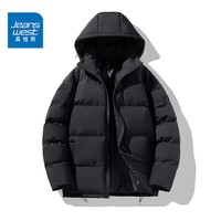 真维斯（Jeanswest）情侣款面包服男女连帽棉服冬季保暖棉袄外套2026新款加厚百搭棉衣 黑色 纯色 M