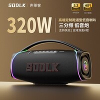 声莱客（SODLK）新款320W蓝牙音箱 德国柏林之声重低音炮大功率户外K歌便携式车载露营长续航大音量广场舞手提音响 S1617音箱+送2个话筒