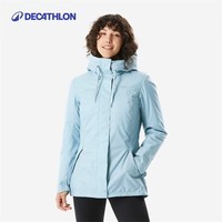 迪卡侬（DECATHLON）上衣秋户外加绒加厚棉服男女运动防风防水外套棉袄男NH500 女款-冰蓝色-NH500 S