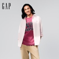 GAP男女装春款小熊刺绣纯棉长袖衬衫宽松休闲上衣723235 淡粉色 XL (180/100A) 亚洲尺码