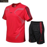 真维斯户外运动套装男装夏季健身服篮球服运动服跑步服男士短裤短袖 红色 L