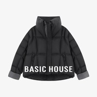 百家好（Basic House）Basic House/百家好90白鸭绒立领连帽短款羽绒服女冬时尚保暖外套 黑色 M