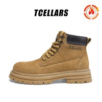 Tcellars马丁靴男鞋秋冬新款英伦复古风大黄靴厚底防滑户外工装靴子男士 枫叶黄【加绒】(建议拍大一码) 41