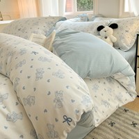 AIDLI 纯棉床上四件套40支纯棉 被套床单被罩床上用品双人全棉套件 幸运熊 四件套 床单款 (被套200*230cm)