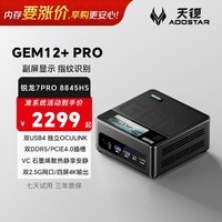 天钡GEM12+PRO迷你主机电脑 全新锐龙7PRO8845HS/锐龙9PRO8945HS高性能电竞游戏台式整机openclaw主机 锐龙7PRO 8845HS【带副屏及指纹】 准系统【无内存无硬盘】