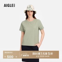 AIGLE 艾高短袖衬衫速干吸湿UPF50+防晒上衣耐磨女士 草绿色 BI962 40 (170/92A)
