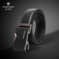 喜来登（SHERIDAN） 男士牛皮腰带 商务休闲自动扣 礼盒装生日礼物SHC453Z/NL190453S 黑色
