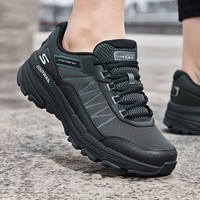 斯凯奇男鞋春秋2026新款户外徒步鞋减震耐磨运动鞋轻便休闲黑色跑步鞋男 220756-BKCC 41