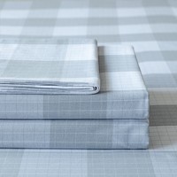 途波列A类全棉粗布床单席子加厚老粗布床单枕套纯棉软凉席子 JUM.素雅-灰格 150x240cm单床单