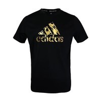 阿迪达斯（adidas）男款圆领透气舒适百搭户外运动休闲短袖ADITSG2-BG 黑金 S