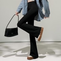 有只绵鲨鱼裤女高腰瑜伽健身显瘦美臀美腿打底裤春夏微喇叭裤 黑色 喇叭鲨鱼裤 四季款 1条 M (适合80-105斤)