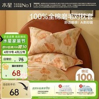 水星家纺枕套纯棉100%全棉磨毛柔感对枕套抑菌A类枕头罩一对装双人48x74cm
