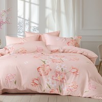 水星家纺出品百丽丝床上三/四件套 100%纯棉 全棉印花套件 被套床单枕 【100%纯棉+浪漫花卉】郁梦花绮 1.5米床 床单款 (被套200*230cm)