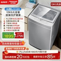 松下（Panasonic）大海豹波轮洗衣机 全自动家用 12KG大容量 顽渍洗除螨洗羊毛洗 家电焕新补贴 以旧换新 波轮 12KG大容量|XQB120-8KN1