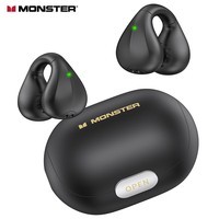 魔声（Monster）Open Ear AC221 无线蓝牙耳机夹耳式降噪跑步运动耳机长续航2025新款 101黑【常规版】