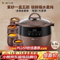 小熊（Bear）电炖锅 电炖盅 隔水炖锅 煲汤锅炖汤锅 电砂锅 紫砂锅 煮粥锅5-6个人大容量可预约定时B45Z1 6.5L