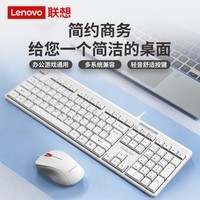 ThinkPlus联想有线键盘鼠标套装 键鼠套装 全尺寸键盘 经典Think红点 商务办公 KM110Pro白色