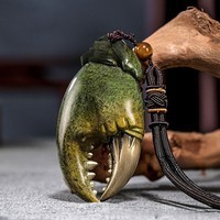 米良品复古黄铜手中有钱铜蟹钳手里有钳工艺品摆件手把件招财挂件把玩件 小号款【配挂绳】