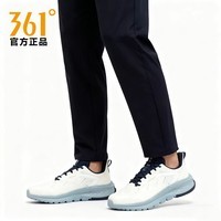 361°男士运动鞋2025秋季新款针织休闲跑鞋轻便鞋子常规跑步鞋 羽毛白/油墨蓝 40