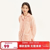 网易严选珊瑚绒睡衣暖绒成人居家服童款睡衣保暖家居服家居套装童款 女款-浅粉色 L