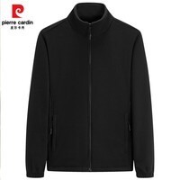 皮尔卡丹2025秋冬季立领外套男士休闲运动卫衣抓绒衣保暖上衣男款 黑色 【877】 XL