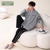 芬腾可安（FENTENGCARE）【M】空气棉夹层孕妇可穿睡衣女士秋冬季新款开衫长袖简约家居服 M42066夹层男 XL